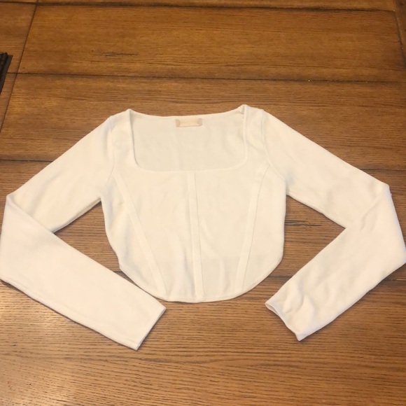Altar’d State square neck crop top white Long sleeve Junior Size XS TEEN - Picture 2 of 10
